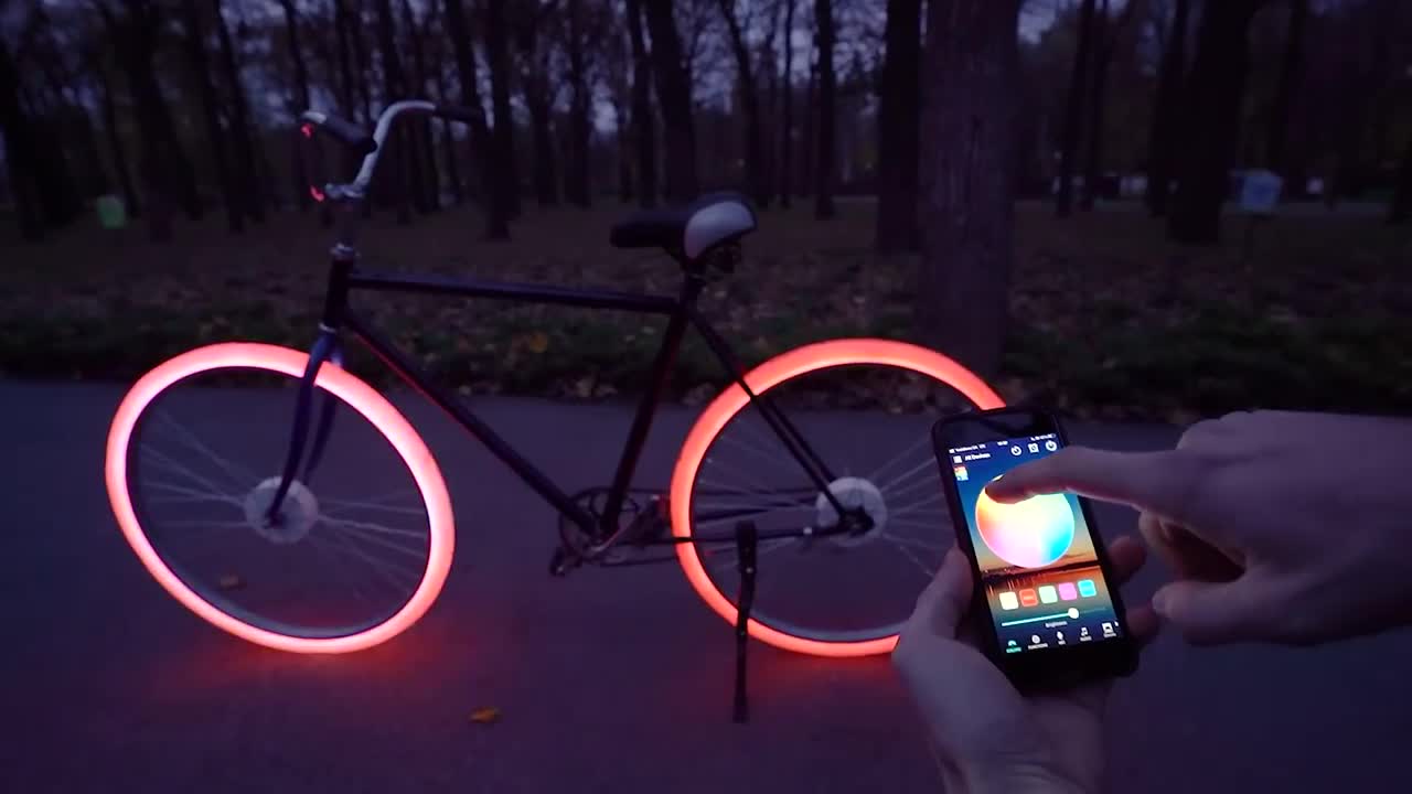 Unique bicycle tire with RGB light