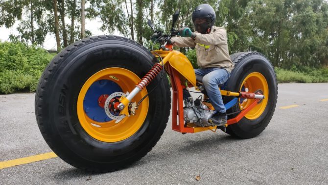 Build A Crazy Motorbike From Truck Wheels