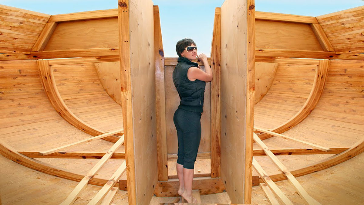 homemade yacht in the backyard