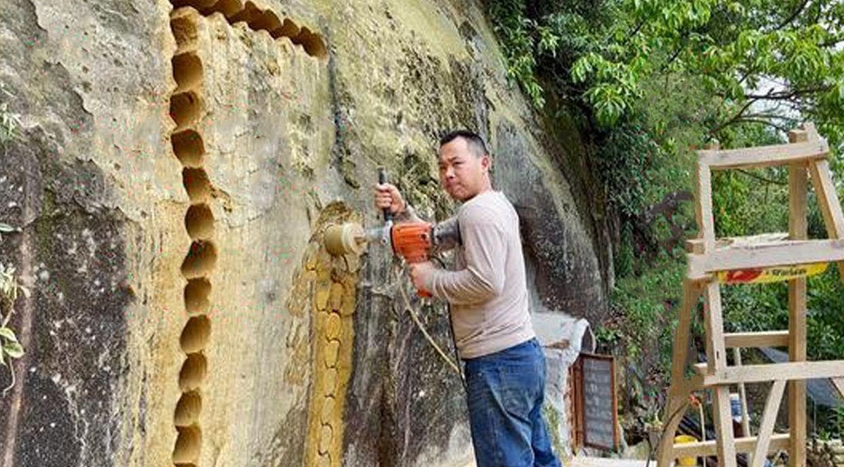 apartment dug into the mountain